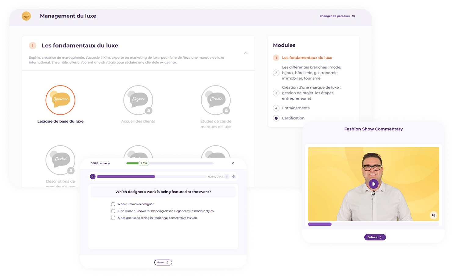 Parcours sur mesure — univers Management du luxe
